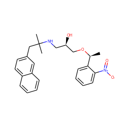 C[C@H](OC[C@H](O)CNC(C)(C)Cc1ccc2ccccc2c1)c1ccccc1[N+](=O)[O-] ZINC000049785659