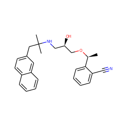 C[C@H](OC[C@H](O)CNC(C)(C)Cc1ccc2ccccc2c1)c1ccccc1C#N ZINC000034230882