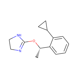 C[C@H](OC1=NCCN1)c1ccccc1C1CC1 ZINC000045290488