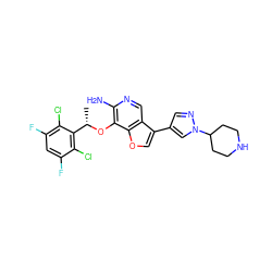 C[C@H](Oc1c(N)ncc2c(-c3cnn(C4CCNCC4)c3)coc12)c1c(Cl)c(F)cc(F)c1Cl ZINC000096273089