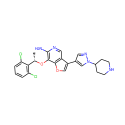 C[C@H](Oc1c(N)ncc2c(-c3cnn(C4CCNCC4)c3)coc12)c1c(Cl)cccc1Cl ZINC000096273077