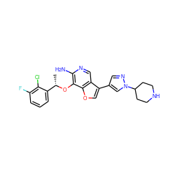 C[C@H](Oc1c(N)ncc2c(-c3cnn(C4CCNCC4)c3)coc12)c1cccc(F)c1Cl ZINC000096273069