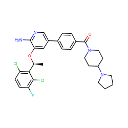 C[C@H](Oc1cc(-c2ccc(C(=O)N3CCC(N4CCCC4)CC3)cc2)cnc1N)c1c(Cl)ccc(F)c1Cl ZINC000072180645