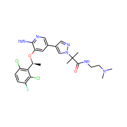 C[C@H](Oc1cc(-c2cnn(C(C)(C)C(=O)NCCN(C)C)c2)cnc1N)c1c(Cl)ccc(F)c1Cl ZINC000072181272