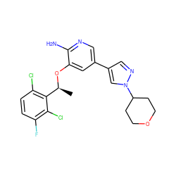 C[C@H](Oc1cc(-c2cnn(C3CCOCC3)c2)cnc1N)c1c(Cl)ccc(F)c1Cl ZINC000035934742