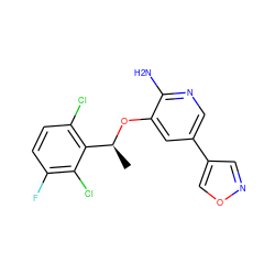 C[C@H](Oc1cc(-c2cnoc2)cnc1N)c1c(Cl)ccc(F)c1Cl ZINC000072184038