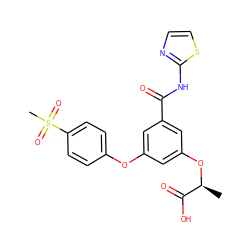 C[C@H](Oc1cc(Oc2ccc(S(C)(=O)=O)cc2)cc(C(=O)Nc2nccs2)c1)C(=O)O ZINC000043010113