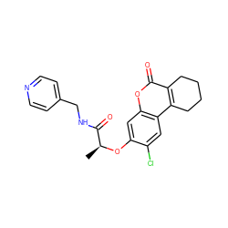 C[C@H](Oc1cc2oc(=O)c3c(c2cc1Cl)CCCC3)C(=O)NCc1ccncc1 ZINC000005245317