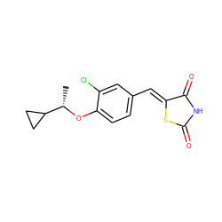 C[C@H](Oc1ccc(/C=C2\SC(=O)NC2=O)cc1Cl)C1CC1 ZINC000096282292