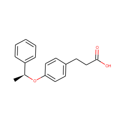 C[C@H](Oc1ccc(CCC(=O)O)cc1)c1ccccc1 ZINC000071296669