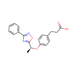 C[C@H](Oc1ccc(CCC(=O)O)cc1)c1nc(-c2ccccc2)no1 ZINC000097166002