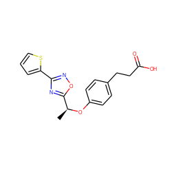 C[C@H](Oc1ccc(CCC(=O)O)cc1)c1nc(-c2cccs2)no1 ZINC000097166000