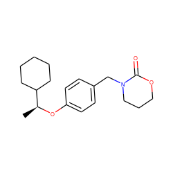 C[C@H](Oc1ccc(CN2CCCOC2=O)cc1)C1CCCCC1 ZINC000040980971