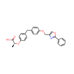 C[C@H](Oc1ccc(Cc2ccc(OCc3coc(-c4ccccc4)n3)cc2)cc1)C(=O)O ZINC001772588620