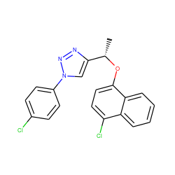 C[C@H](Oc1ccc(Cl)c2ccccc12)c1cn(-c2ccc(Cl)cc2)nn1 ZINC000043067921