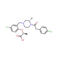 C[C@H](Oc1ccc(Cl)cc1CN1CCN(C(=O)Cc2ccc(Cl)cc2)[C@@H](C)C1)C(=O)O ZINC000066124475