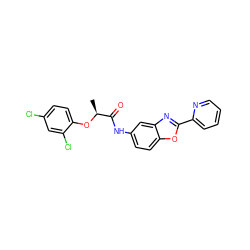 C[C@H](Oc1ccc(Cl)cc1Cl)C(=O)Nc1ccc2oc(-c3ccccn3)nc2c1 ZINC000095601028