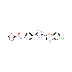 C[C@H](Oc1ccc(Cl)cc1Cl)c1nc(-c2ccc(NC(=O)c3ccco3)cc2)no1 ZINC000002848403