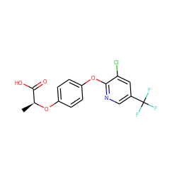 C[C@H](Oc1ccc(Oc2ncc(C(F)(F)F)cc2Cl)cc1)C(=O)O ZINC000000902174