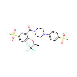 C[C@H](Oc1ccc(S(C)(=O)=O)cc1C(=O)N1CCN(c2ccc(S(C)(=O)=O)cc2)CC1)C(F)(F)F ZINC000053313553