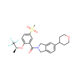 C[C@H](Oc1ccc(S(C)(=O)=O)cc1C(=O)N1Cc2ccc(C3CCOCC3)cc2C1)C(F)(F)F ZINC000035985712