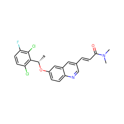 C[C@H](Oc1ccc2ncc(/C=C/C(=O)N(C)C)cc2c1)c1c(Cl)ccc(F)c1Cl ZINC000045391388