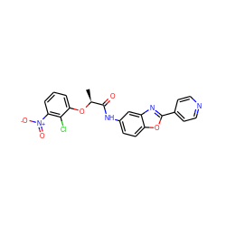 C[C@H](Oc1cccc([N+](=O)[O-])c1Cl)C(=O)Nc1ccc2oc(-c3ccncc3)nc2c1 ZINC000095601087