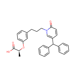 C[C@H](Oc1cccc(CCCn2cc(C(c3ccccc3)c3ccccc3)ccc2=O)c1)C(=O)O ZINC000073219459