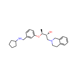 C[C@H](Oc1cccc(CNC2CCCC2)c1)[C@H](O)CN1CCc2ccccc2C1 ZINC000219774319