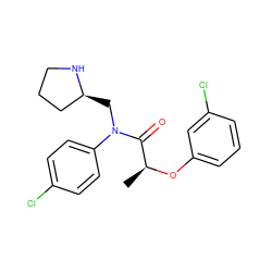 C[C@H](Oc1cccc(Cl)c1)C(=O)N(C[C@H]1CCCN1)c1ccc(Cl)cc1 ZINC000045496015