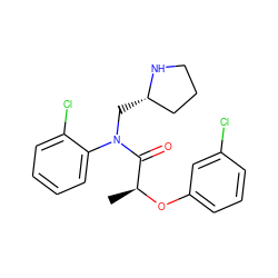 C[C@H](Oc1cccc(Cl)c1)C(=O)N(C[C@H]1CCCN1)c1ccccc1Cl ZINC000045495850