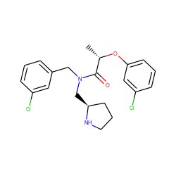 C[C@H](Oc1cccc(Cl)c1)C(=O)N(Cc1cccc(Cl)c1)C[C@H]1CCCN1 ZINC000040939392