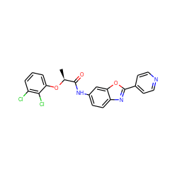 C[C@H](Oc1cccc(Cl)c1Cl)C(=O)Nc1ccc2nc(-c3ccncc3)oc2c1 ZINC000095605552