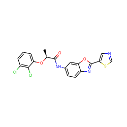 C[C@H](Oc1cccc(Cl)c1Cl)C(=O)Nc1ccc2nc(-c3cncs3)oc2c1 ZINC000095603557