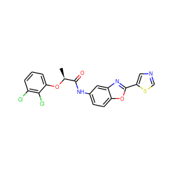 C[C@H](Oc1cccc(Cl)c1Cl)C(=O)Nc1ccc2oc(-c3cncs3)nc2c1 ZINC000095602974