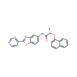 C[C@H](Oc1cccc2ccccc12)C(=O)Nc1ccc2oc(-c3ccncc3)nc2c1 ZINC000095601520