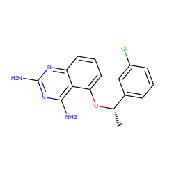 C[C@H](Oc1cccc2nc(N)nc(N)c12)c1cccc(Cl)c1 ZINC000028971518