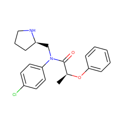 C[C@H](Oc1ccccc1)C(=O)N(C[C@H]1CCCN1)c1ccc(Cl)cc1 ZINC000040414394