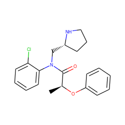 C[C@H](Oc1ccccc1)C(=O)N(C[C@H]1CCCN1)c1ccccc1Cl ZINC000040413559