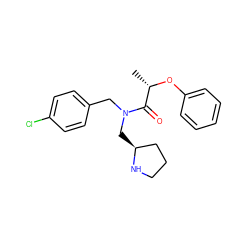 C[C@H](Oc1ccccc1)C(=O)N(Cc1ccc(Cl)cc1)C[C@H]1CCCN1 ZINC000040421389