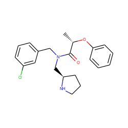 C[C@H](Oc1ccccc1)C(=O)N(Cc1cccc(Cl)c1)C[C@H]1CCCN1 ZINC000040422710