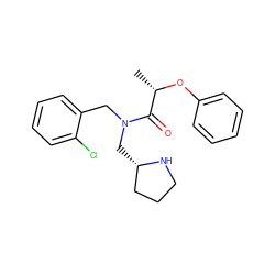 C[C@H](Oc1ccccc1)C(=O)N(Cc1ccccc1Cl)C[C@H]1CCCN1 ZINC000040423122