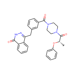 C[C@H](Oc1ccccc1)C(=O)N1CCN(C(=O)c2cccc(Cc3n[nH]c(=O)c4ccccc34)c2)CC1 ZINC000040936683