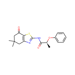 C[C@H](Oc1ccccc1)C(=O)Nc1nc2c(s1)C(=O)CC(C)(C)C2 ZINC000000795411