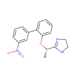 C[C@H](Oc1ccccc1-c1cccc([N+](=O)[O-])c1)C1=NCCN1 ZINC000013585595