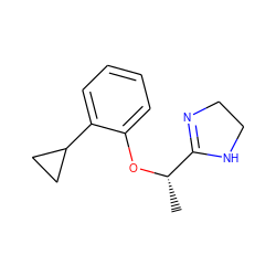 C[C@H](Oc1ccccc1C1CC1)C1=NCCN1 ZINC000064393120