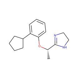 C[C@H](Oc1ccccc1C1CCCC1)C1=NCCN1 ZINC000040430698