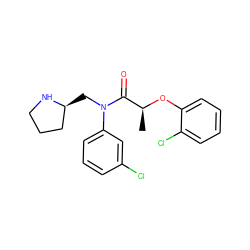 C[C@H](Oc1ccccc1Cl)C(=O)N(C[C@H]1CCCN1)c1cccc(Cl)c1 ZINC000040848508