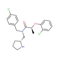 C[C@H](Oc1ccccc1Cl)C(=O)N(Cc1ccc(Cl)cc1)C[C@H]1CCCN1 ZINC000040423724