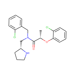 C[C@H](Oc1ccccc1Cl)C(=O)N(Cc1ccccc1Cl)C[C@H]1CCCN1 ZINC000040421956